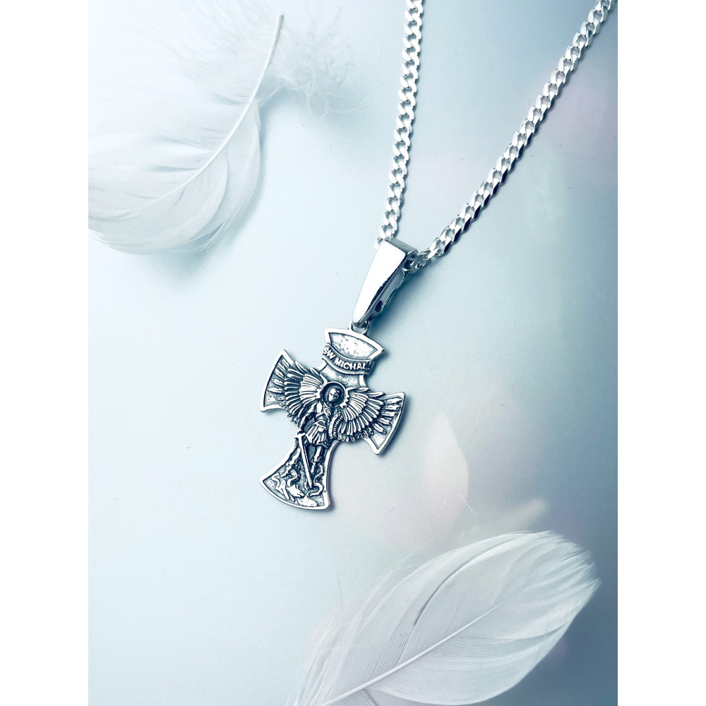 St. Michael Silber Anhänger Kreuz  Erstkommunion Taufe