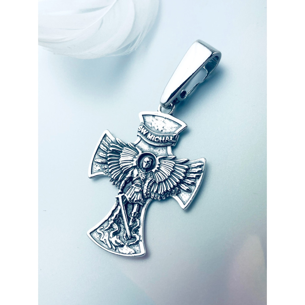 St. Michael Silber Anhänger Kreuz  Erstkommunion Taufe