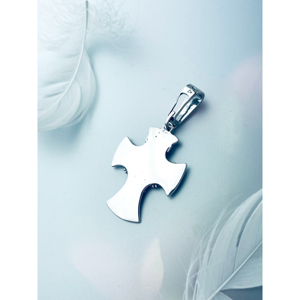 Srebrny krzyżyk zdobiony Święty Michał Chrzest Komunia