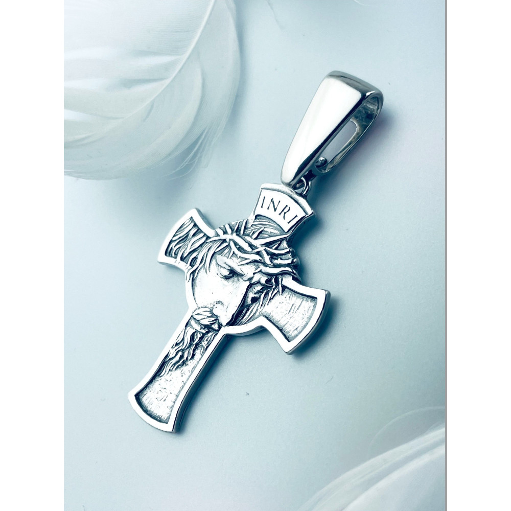 Silber Anhänger Kreuz mit Jesus Christus Erstkommunion Taufe