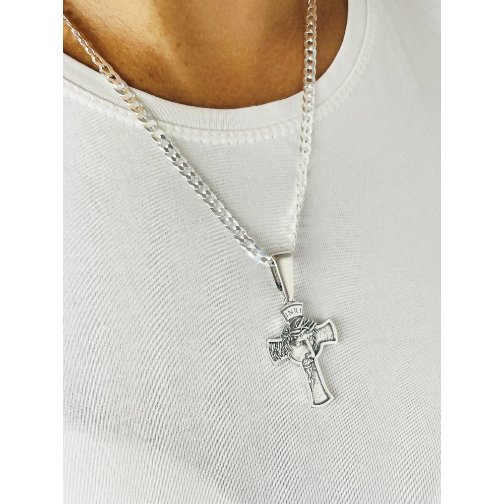 Silber Anhänger Kreuz mit Jesus Christus Erstkommunion Taufe