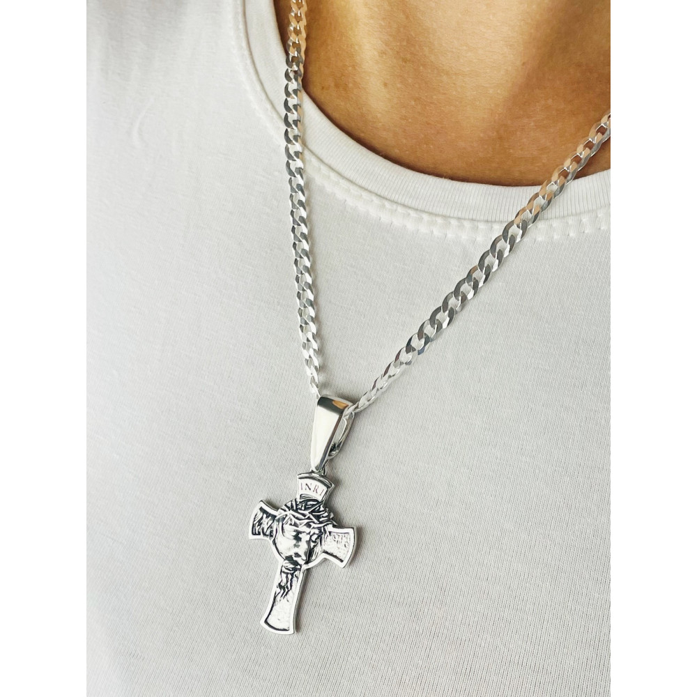 Silber Anhänger Kreuz mit Jesus Christus Erstkommunion Taufe