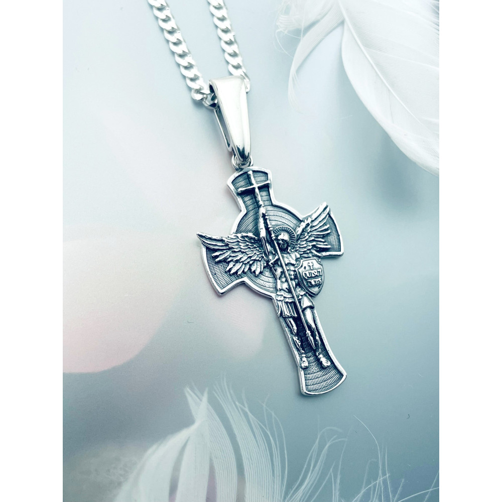 Erzengel Silber Anhänger Kreuz  Erstkommunion Taufe