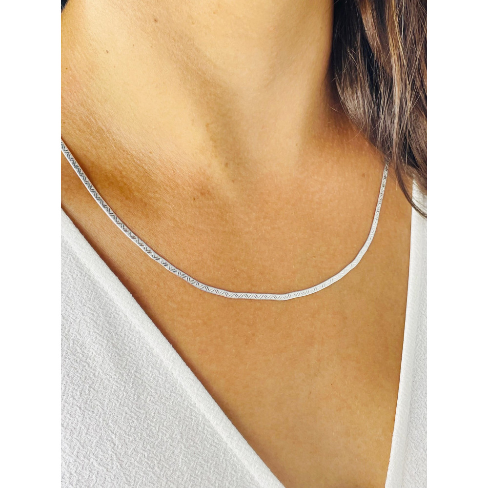 925 Silber Farbbandkette Halskette Collier