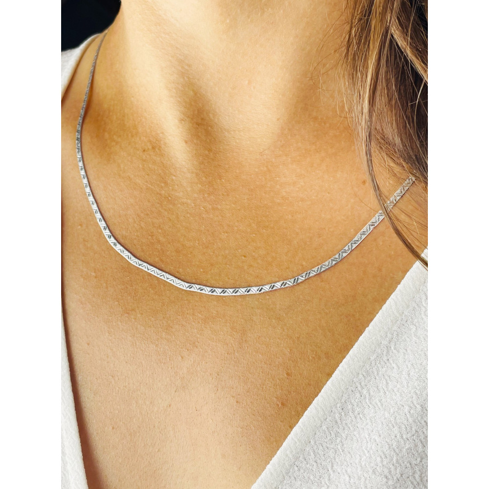925 Silber Farbbandkette Halskette Collier