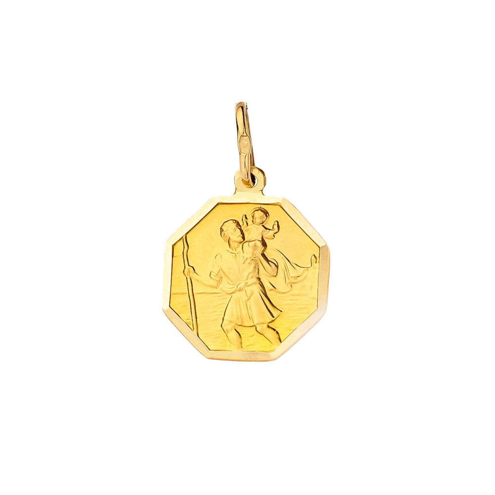 Anhänger Heiliger Christophorus Kettenanhänger Gelbgold Goldanhänger Erstkommunion Taufe 585er 14KT