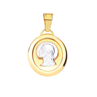 Złoty medalik dwukolorowy zawieszka Pan Jezus
