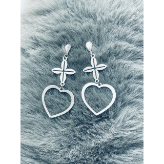 925 Silber mit Zirkonia Ohrringe  Blume und Herz