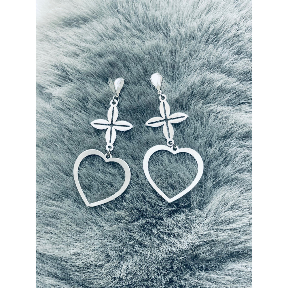 925 Silber mit Zirkonia Ohrringe  Blume und Herz