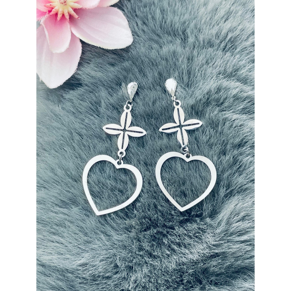 925 Silber mit Zirkonia Ohrringe  Blume und Herz