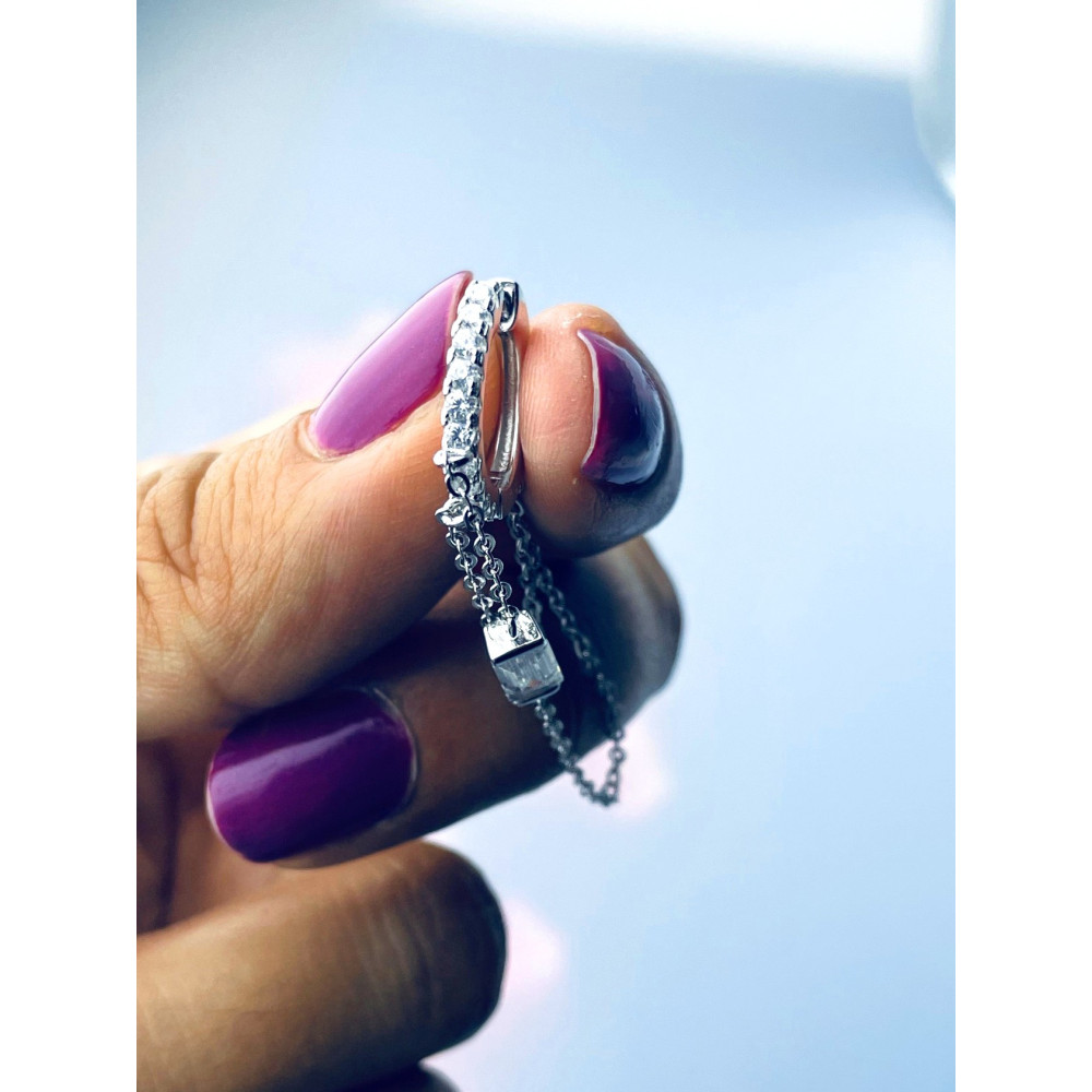 925 Silber mit Zirkonia Ohrringe Kreis und Kette