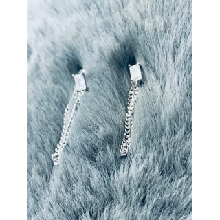 Srebrne kolczyki z cyrkoniami wiszące łańcuszki