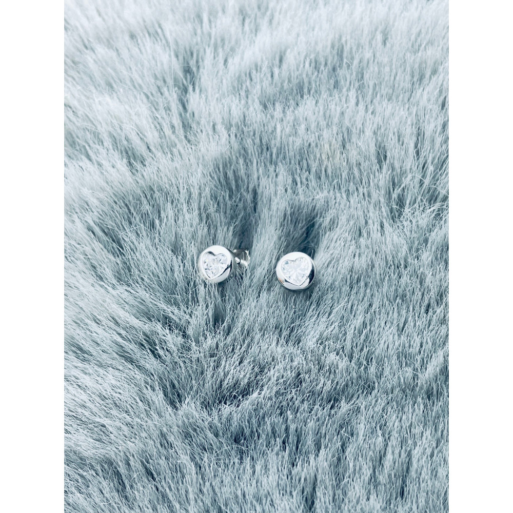 925 Silber Ohrringe mit Zirkonia Herz