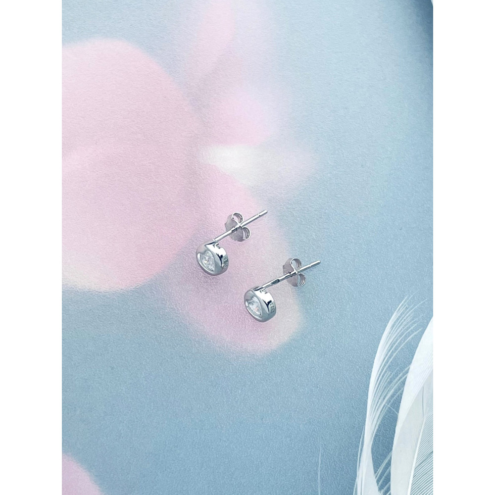 925 Silber Ohrringe mit Zirkonia Herz
