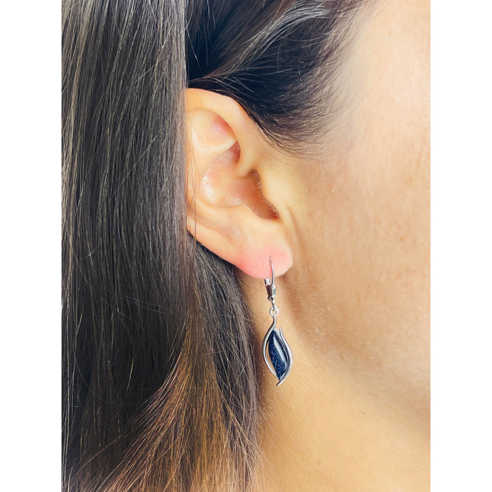 925 Silber Ohrringe mit schwarzer Stein