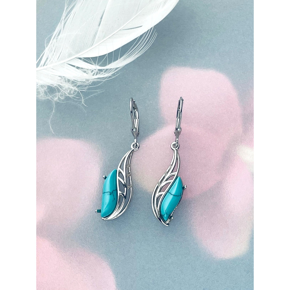 Träne 925 Silber Ohrringe mit Türkis