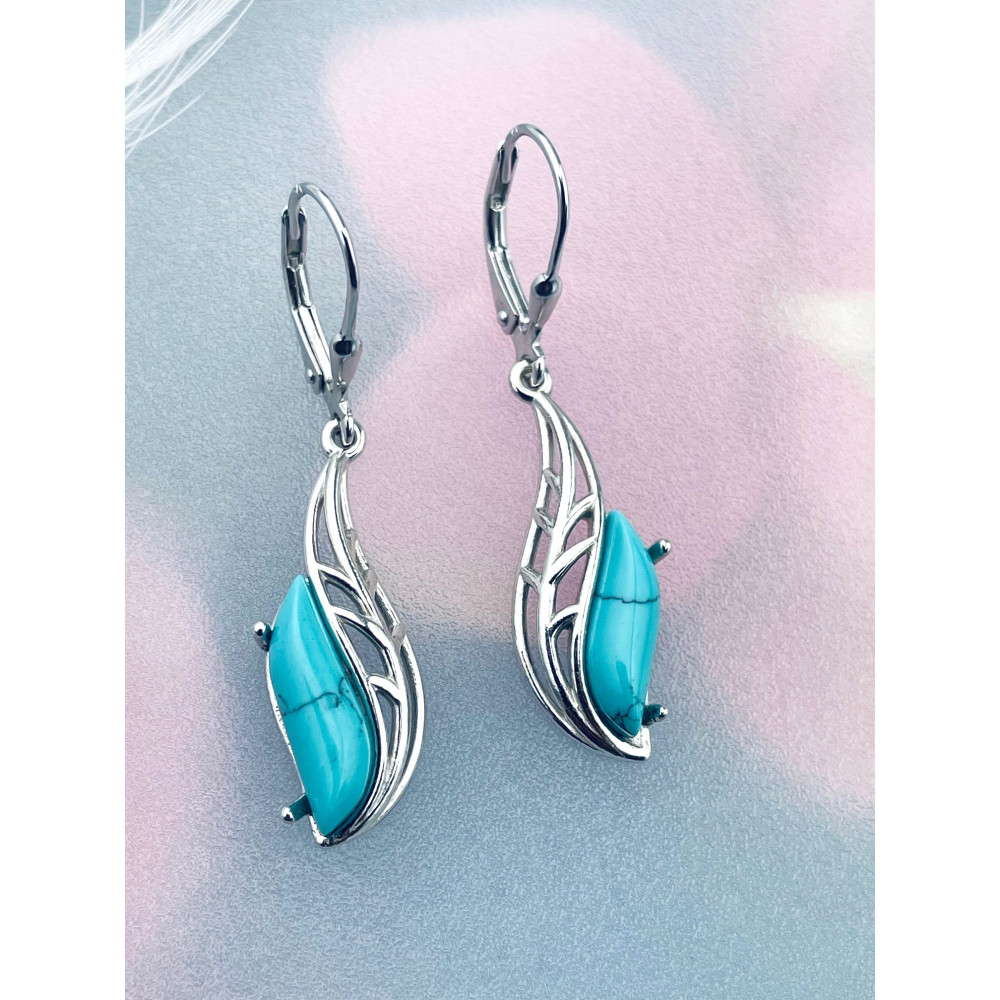 Träne 925 Silber Ohrringe mit Türkis