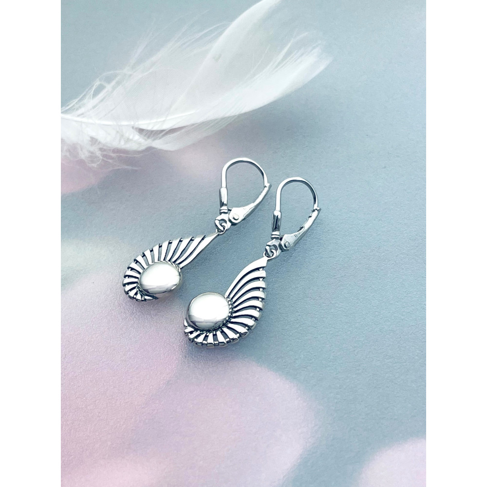 Kugel und Flügel 925 Silber Ohrringe Damen