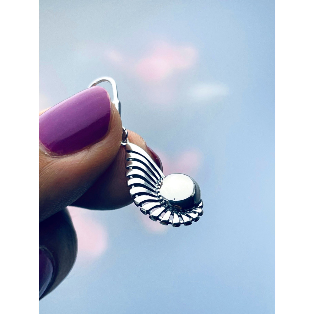 Kugel und Flügel 925 Silber Ohrringe Damen