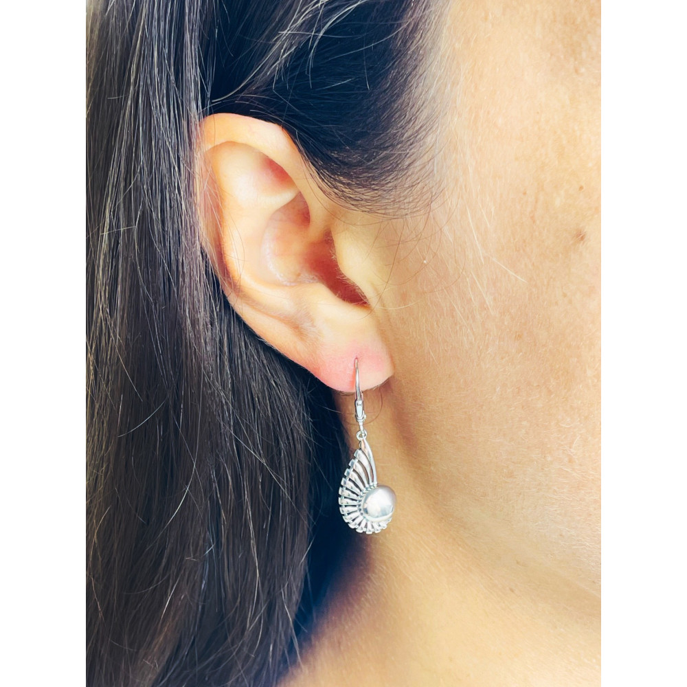 Kugel und Flügel 925 Silber Ohrringe Damen