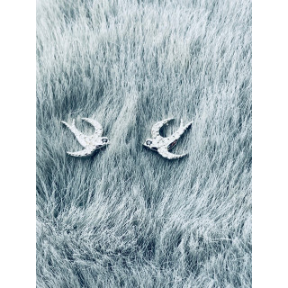 Srebrne kolczyki jaskółki z cyrkoniami