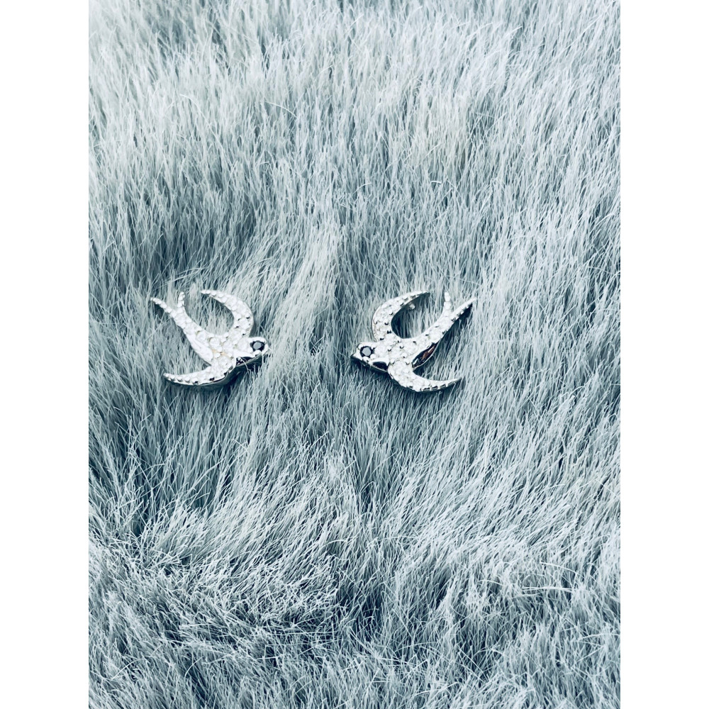 925 Silber Ohrringe mit Zirkonia Schwalbe