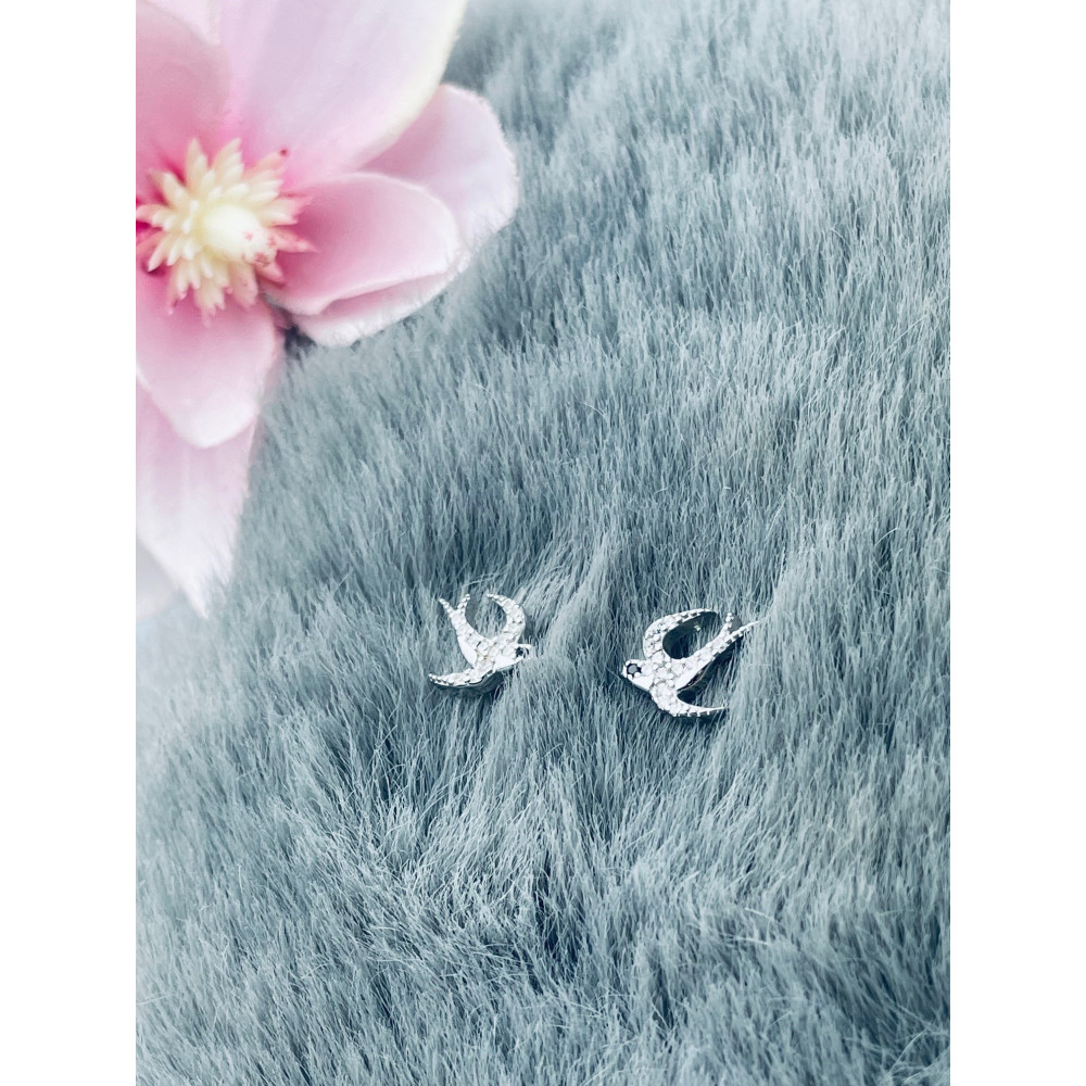 925 Silber Ohrringe mit Zirkonia Schwalbe