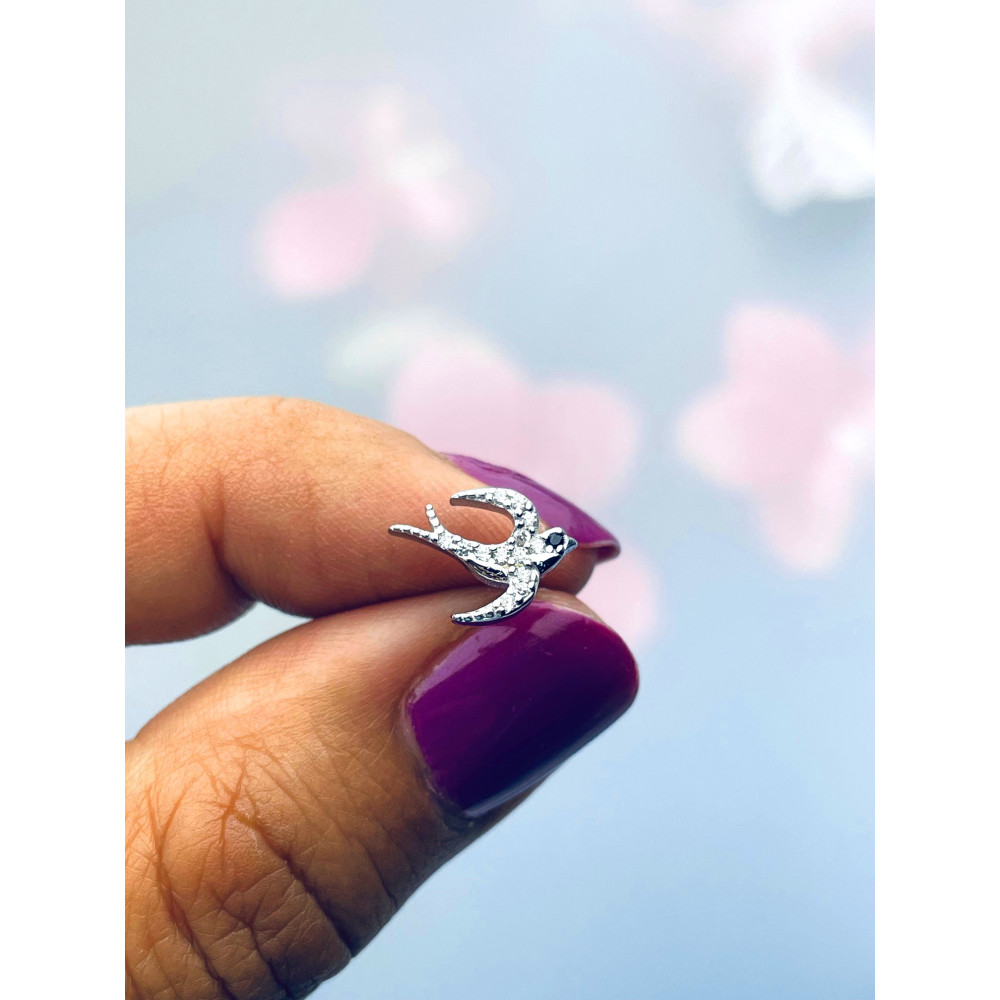 925 Silber Ohrringe mit Zirkonia Schwalbe