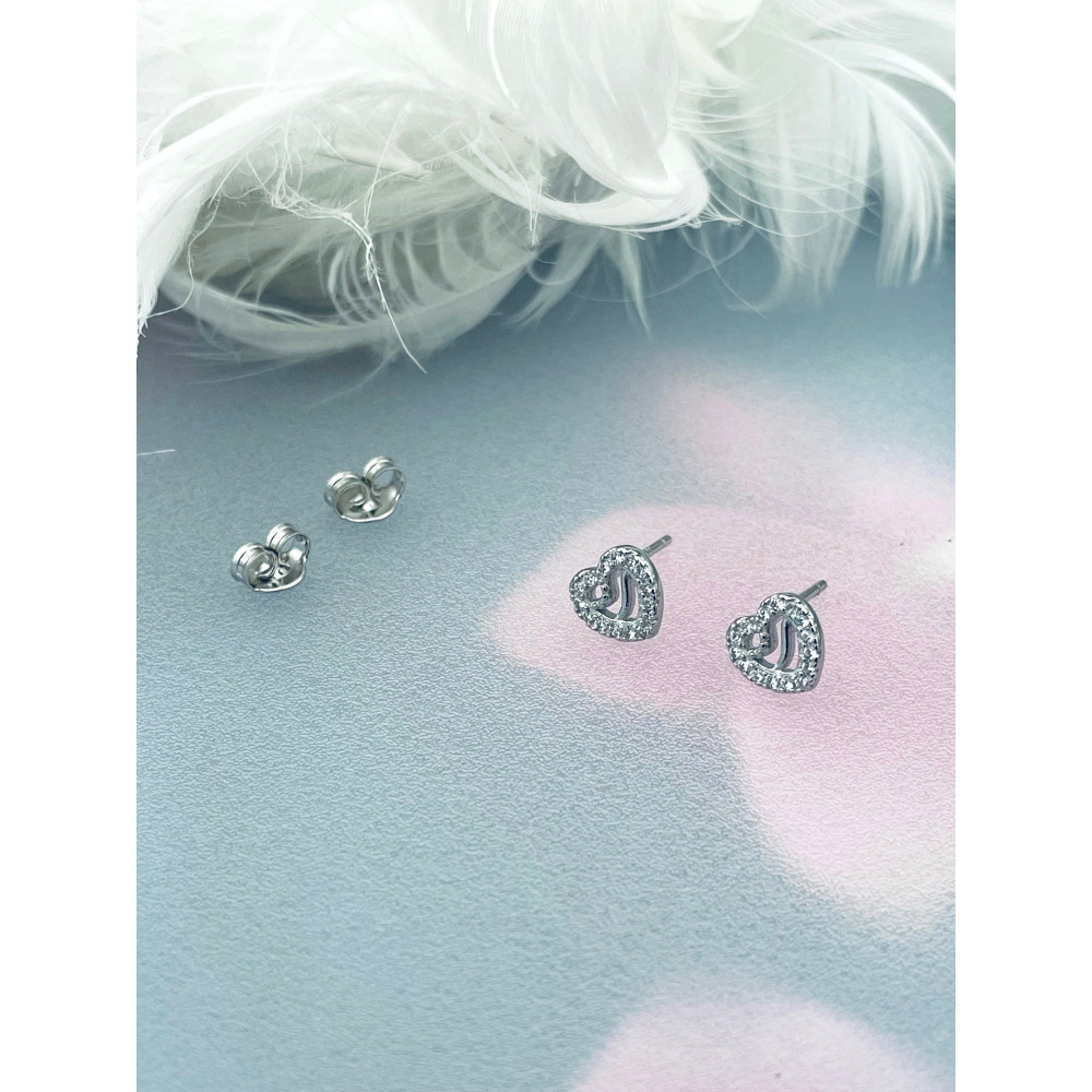 925 Silber Ohrringe mit Zirkonia Herz
