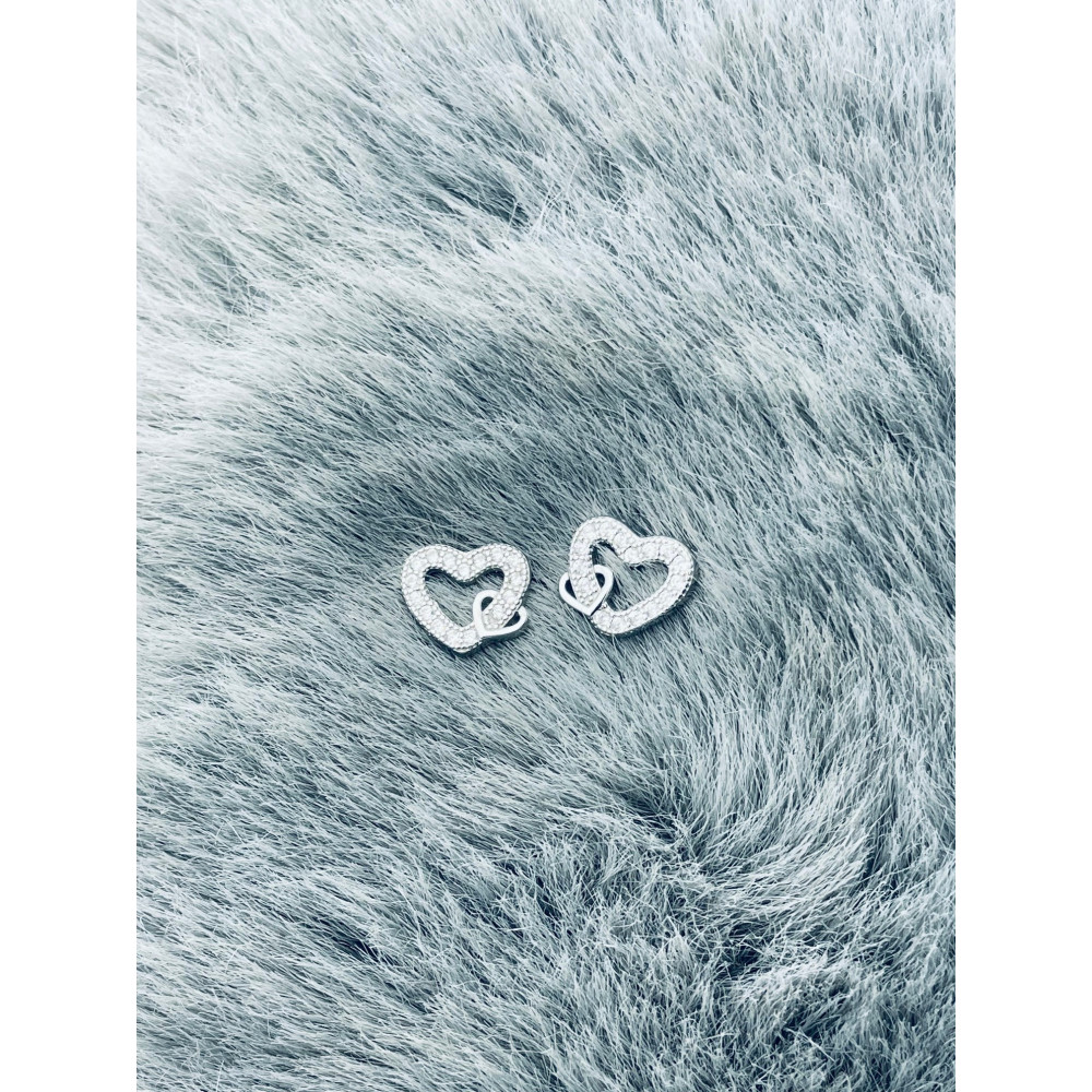 925 Silber Ohrringe mit Zirkonia Herz