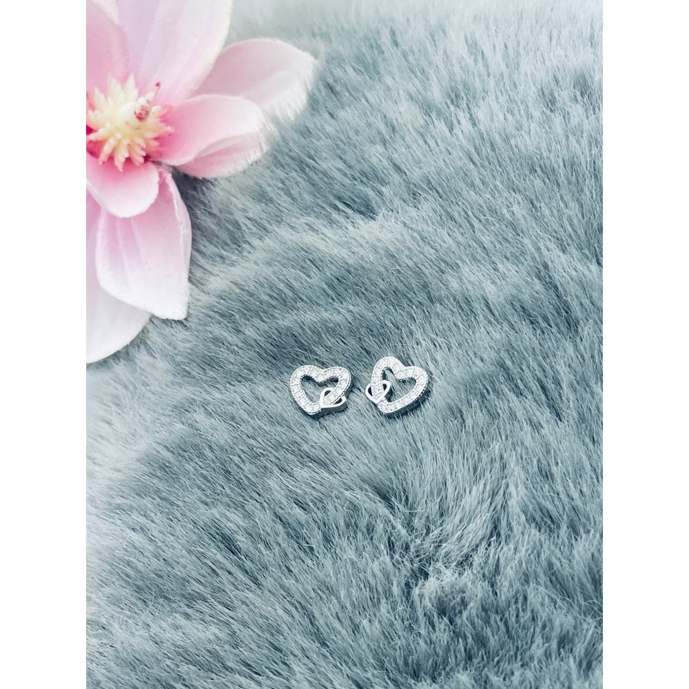 925 Silber Ohrringe mit Zirkonia Herz