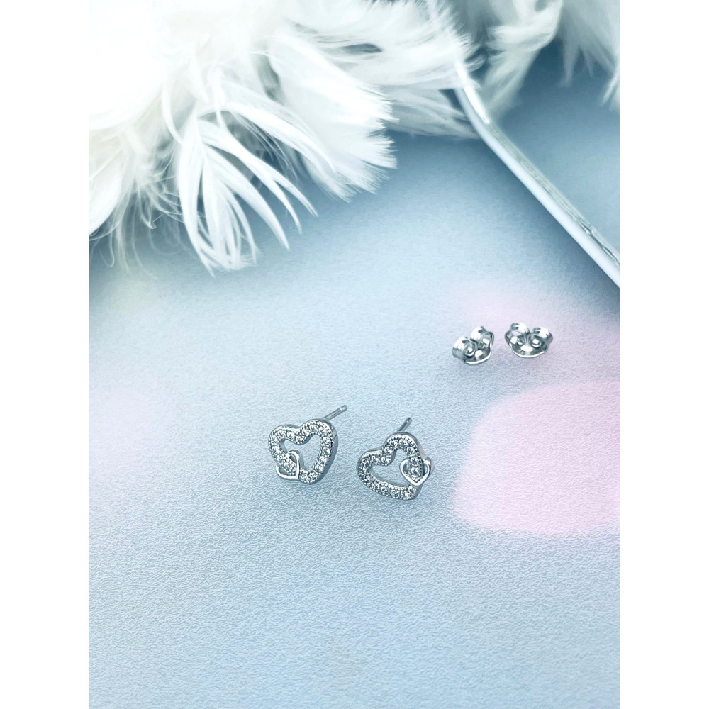 925 Silber Ohrringe mit Zirkonia Herz