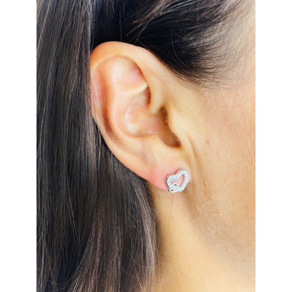 925 Silber Ohrringe mit Zirkonia Herz