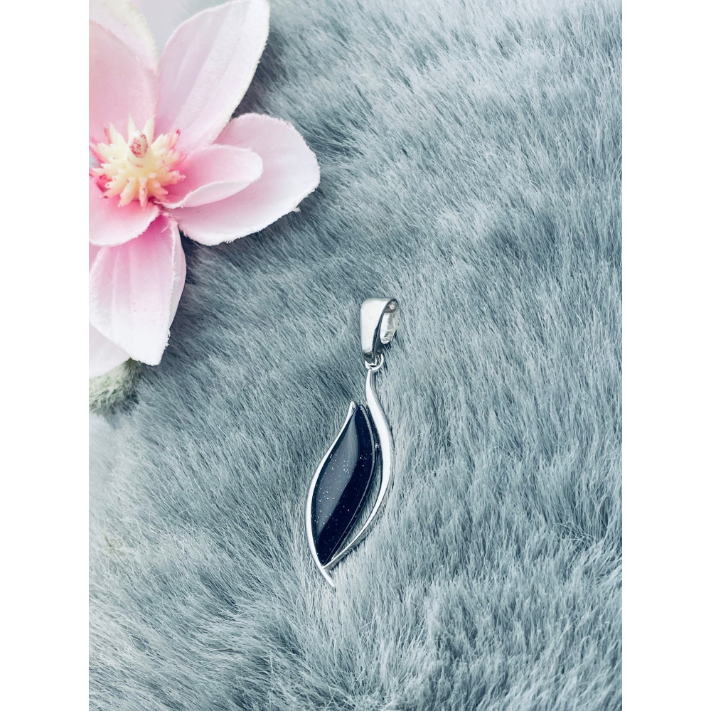 925 Silber Anhänger mit schwarzer Stein