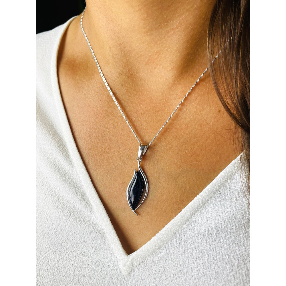 925 Silber Anhänger mit schwarzer Stein