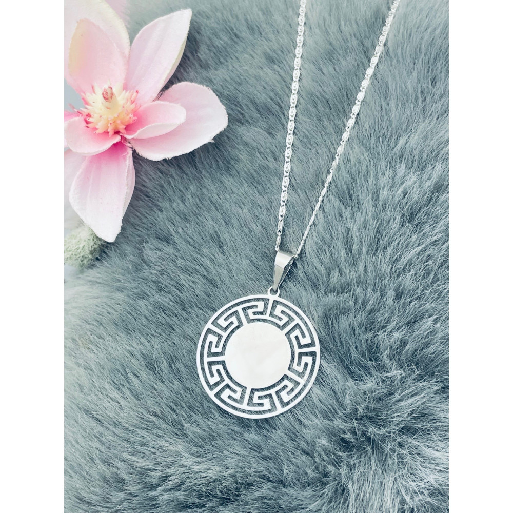 griechischer Kreis 925 Silber Damen Medaillon Anhänger