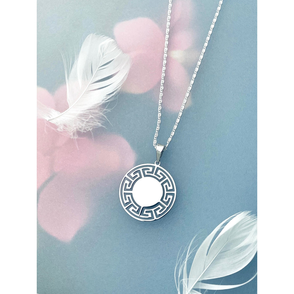 griechischer Kreis 925 Silber Damen Medaillon Anhänger