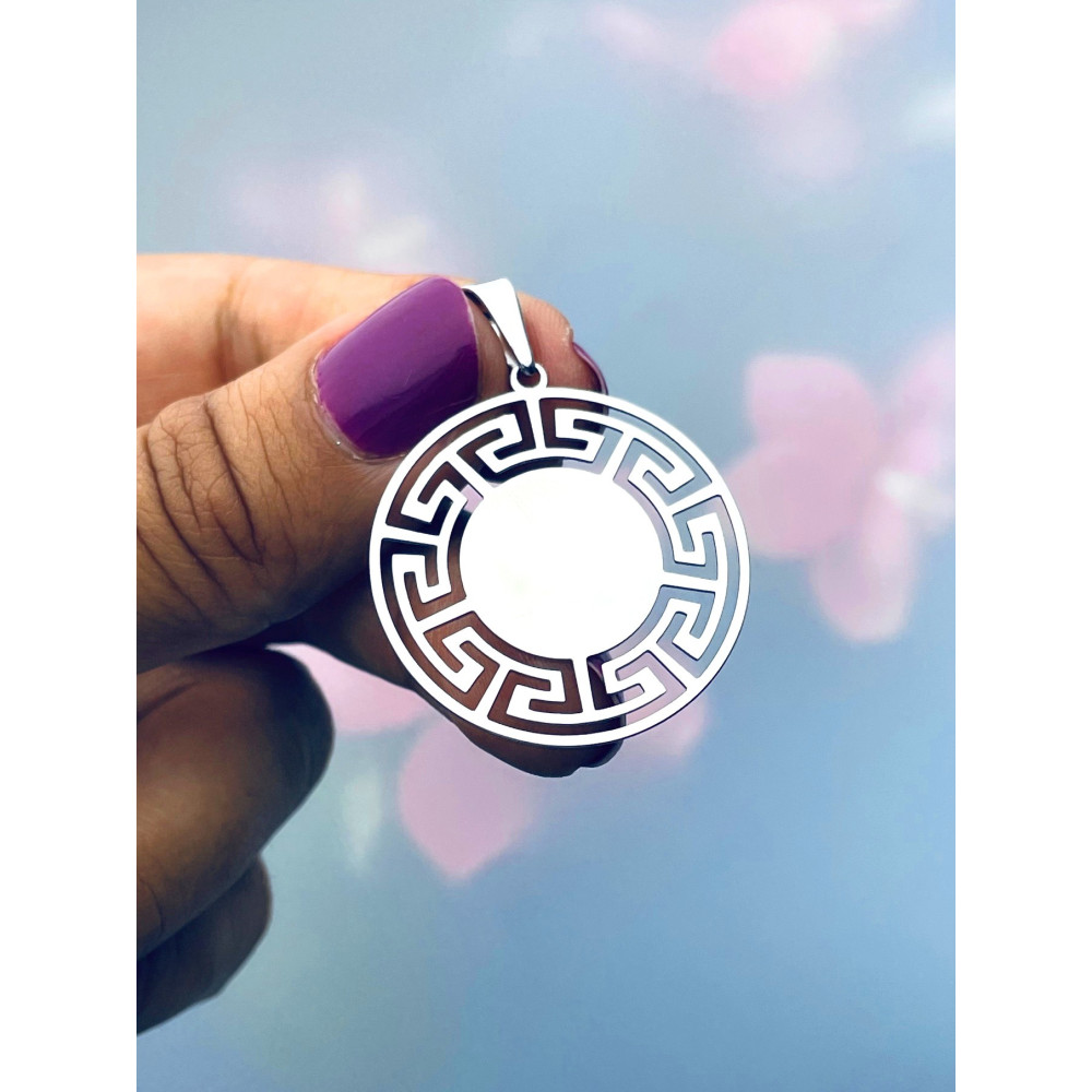 griechischer Kreis 925 Silber Damen Medaillon Anhänger
