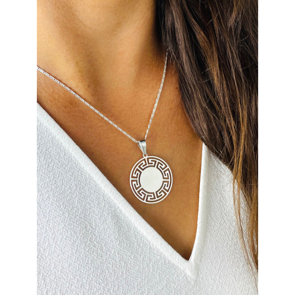 griechischer Kreis 925 Silber Damen Medaillon Anhänger