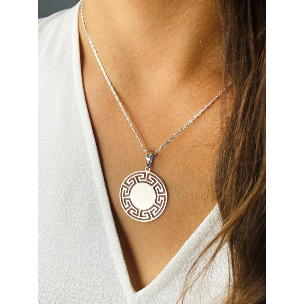 griechischer Kreis 925 Silber Damen Medaillon Anhänger