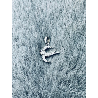 Schwalbe 925 Silber Damen Medaillon Anhänger mit Zirkonia