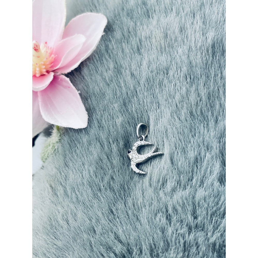 Schwalbe 925 Silber Damen Medaillon Anhänger mit Zirkonia