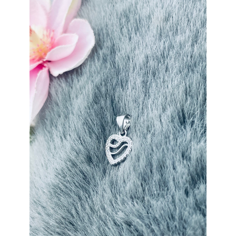 925 Silber Damen Medaillon Anhänger Herz mit Zirkonia