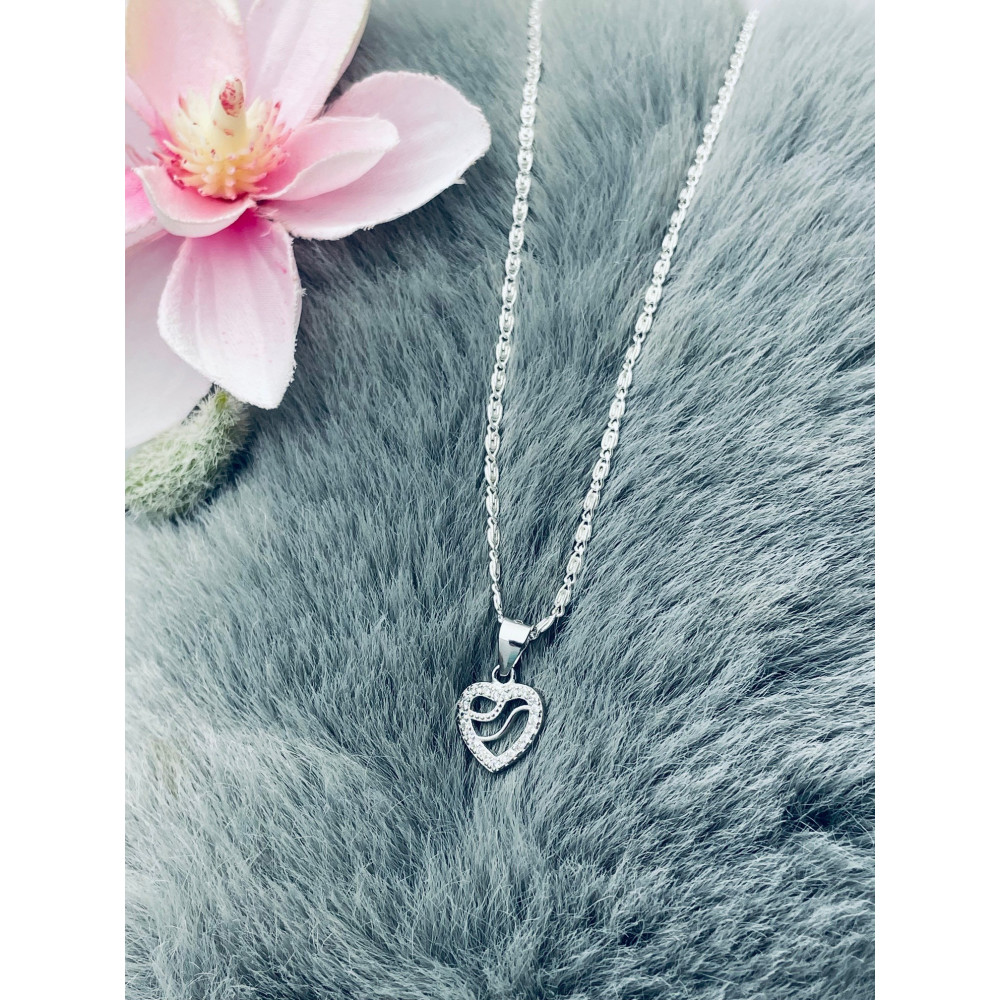 925 Silber Damen Medaillon Anhänger Herz mit Zirkonia