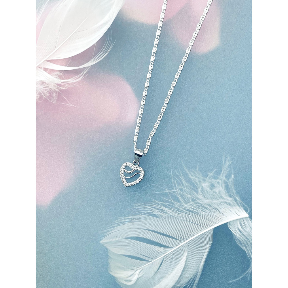 925 Silber Damen Medaillon Anhänger Herz mit Zirkonia