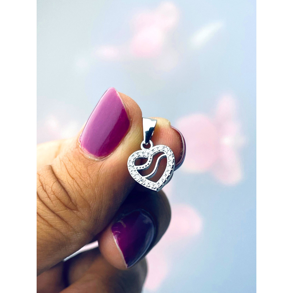 925 Silber Damen Medaillon Anhänger Herz mit Zirkonia