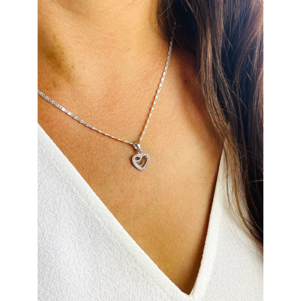 925 Silber Damen Medaillon Anhänger Herz mit Zirkonia