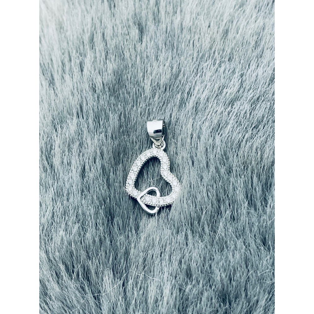 925 Silber Damen Medaillon Anhänger Herz mit Zirkonia