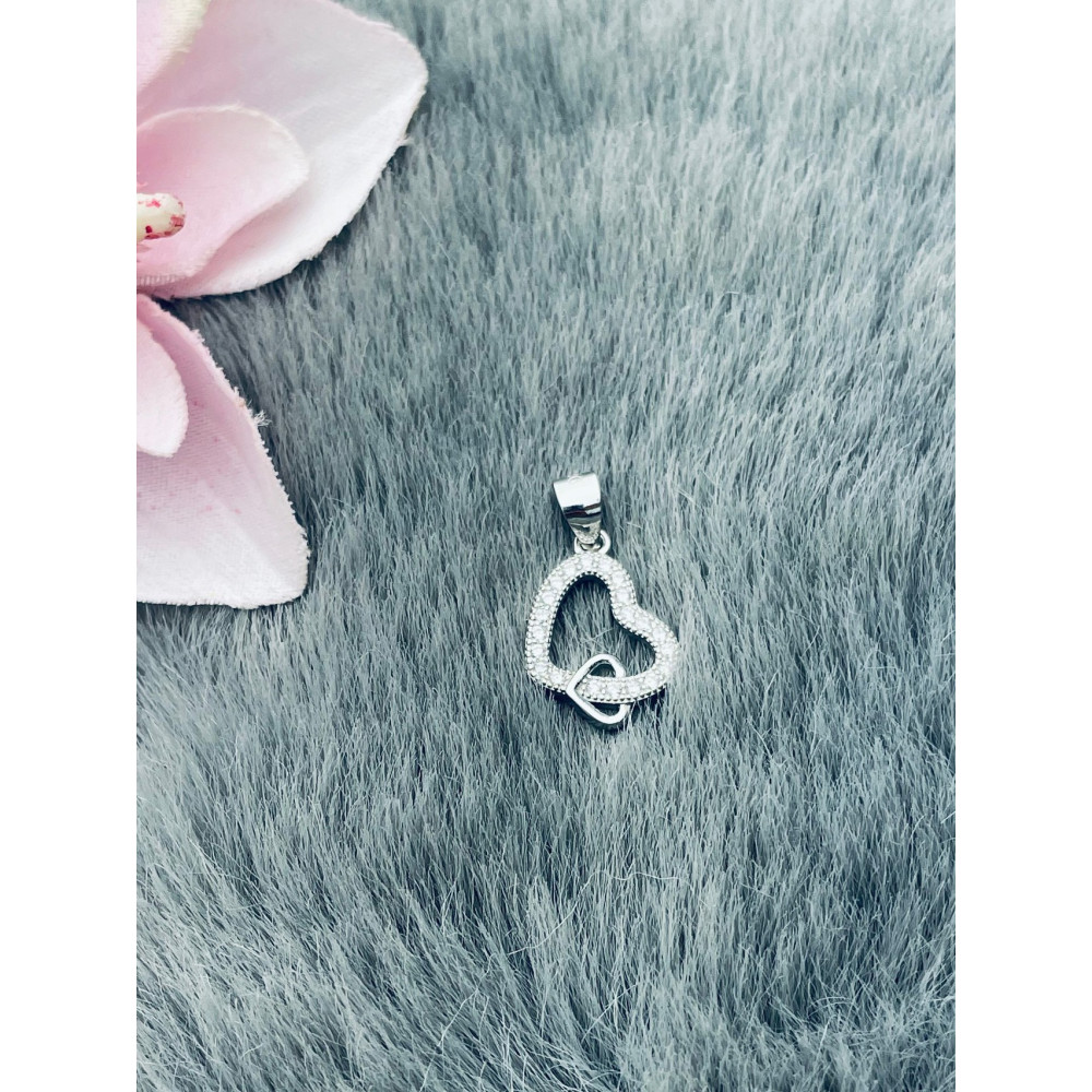 925 Silber Damen Medaillon Anhänger Herz mit Zirkonia