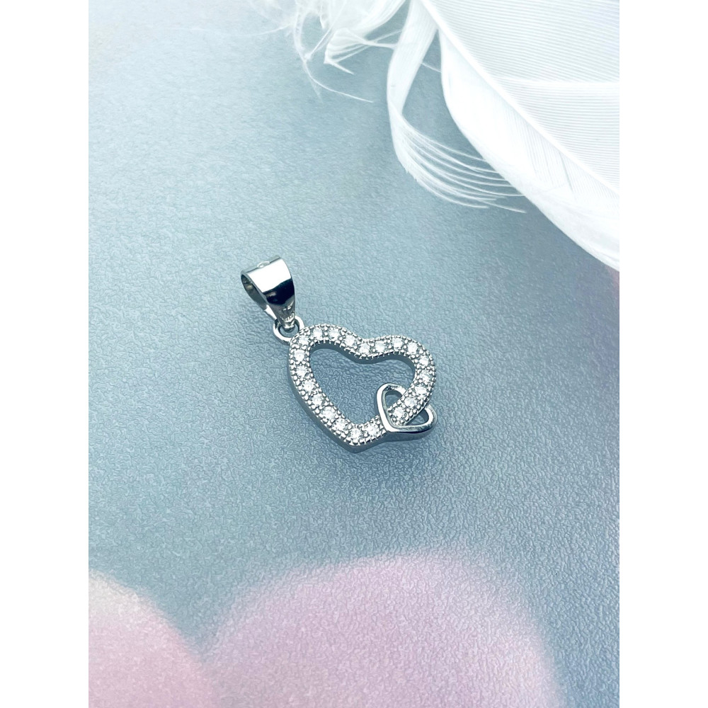 925 Silber Damen Medaillon Anhänger Herz mit Zirkonia